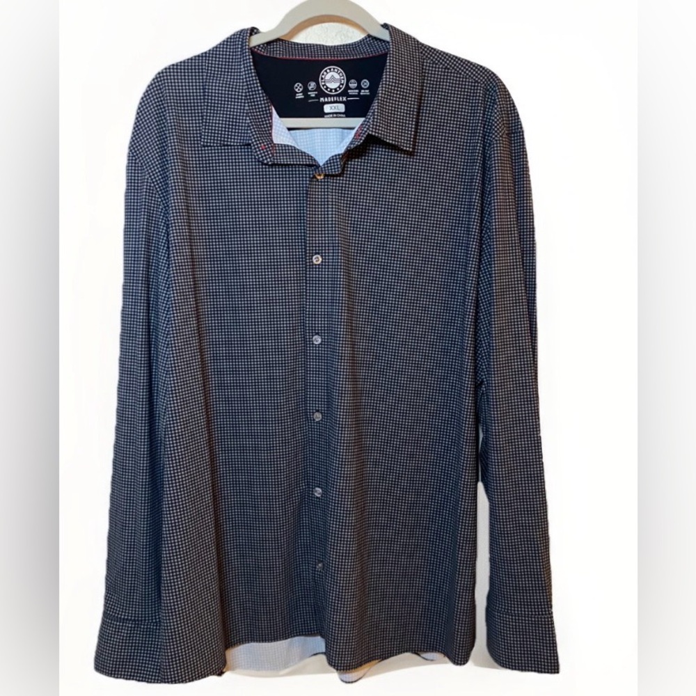 Flag & Anthem Madeflex Performance Men’s Blue Plaid Button-Down Shirt 2XL